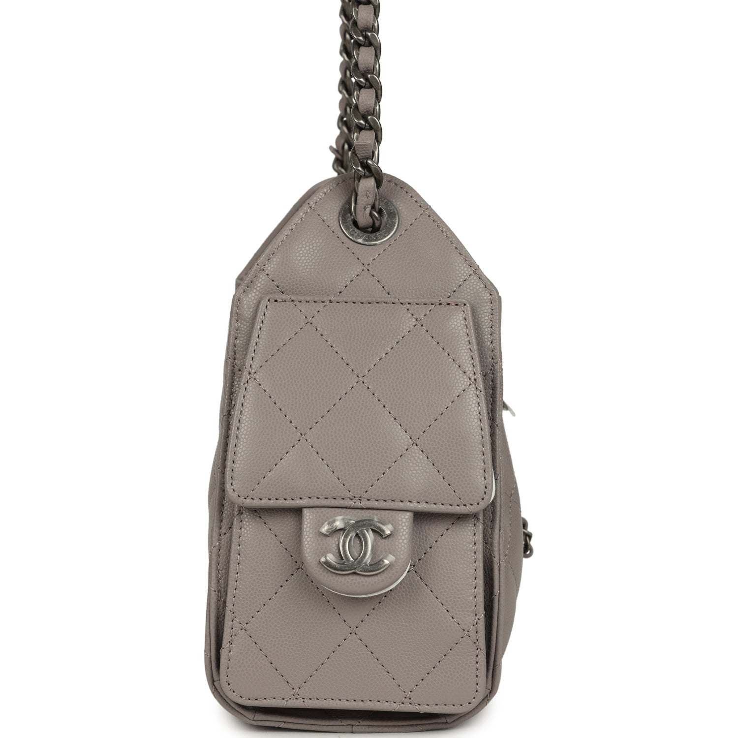 Chanel Mini 25 Hobo Bag Dark Grey Caviar Aged Ruthenium Hardware