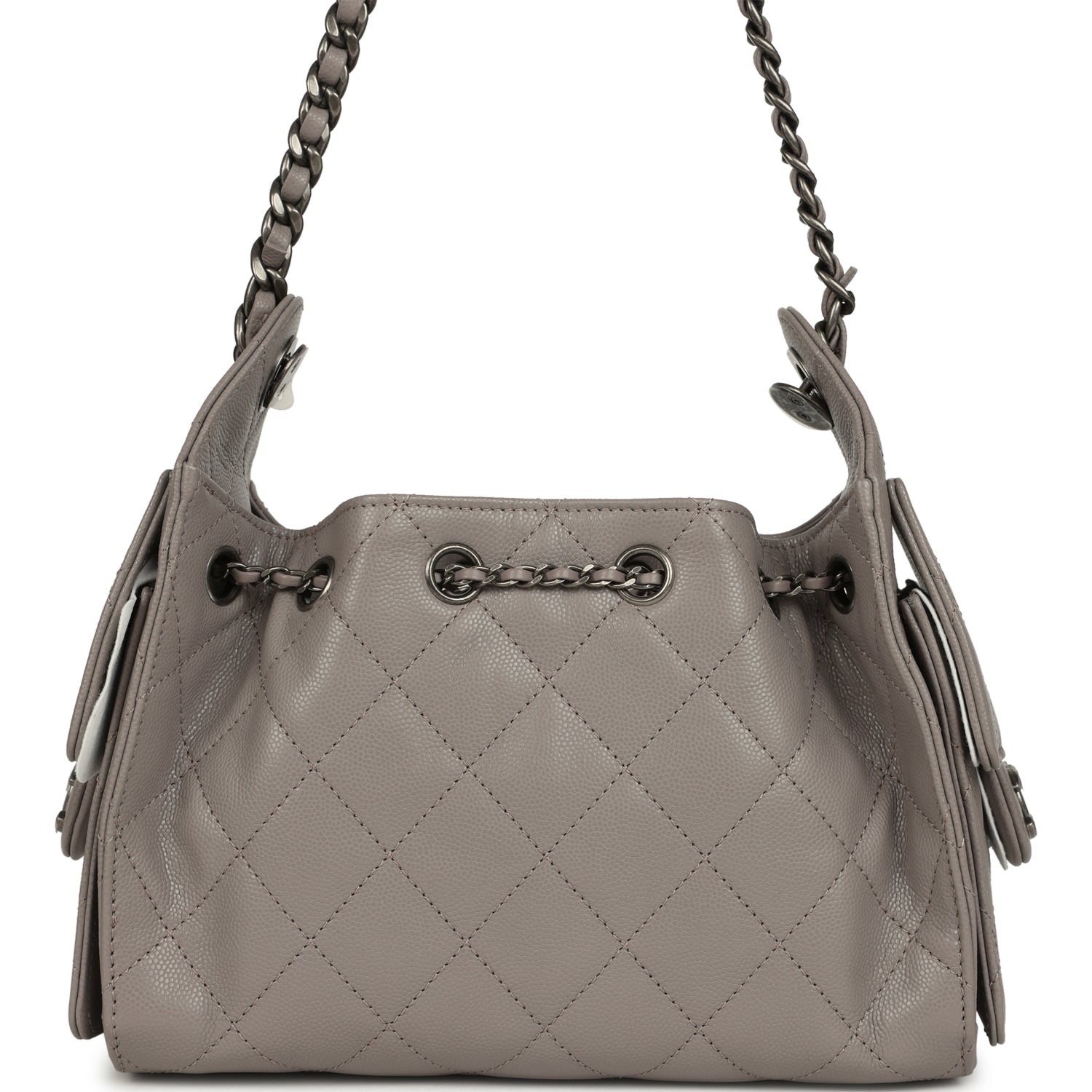 Chanel Mini 25 Hobo Bag Dark Grey Caviar Aged Ruthenium Hardware