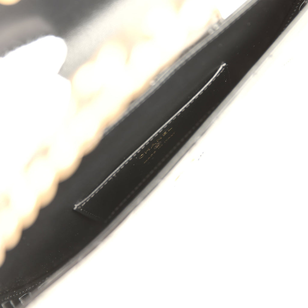 Chanel Hoop Bag Black Patent Leather Gold Hardware