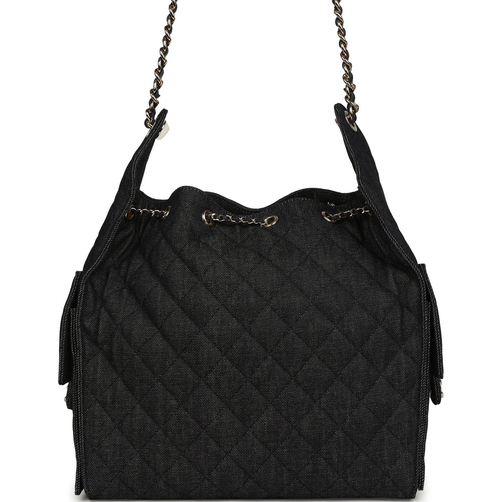 Chanel Medium 25 Hobo Bag Dark Denim Light Gold Hardware