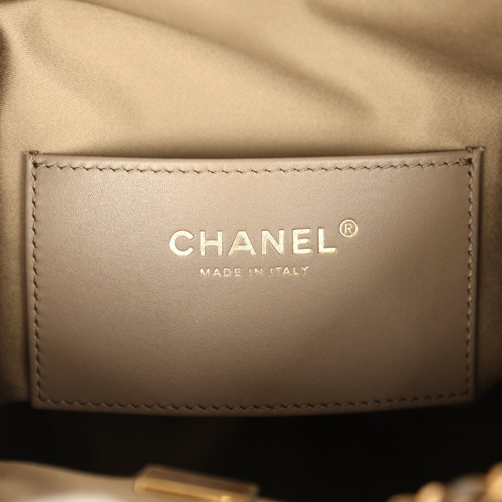 Chanel Medium 25 Hobo Bag Dark Khaki Caviar Antique Gold Hardware