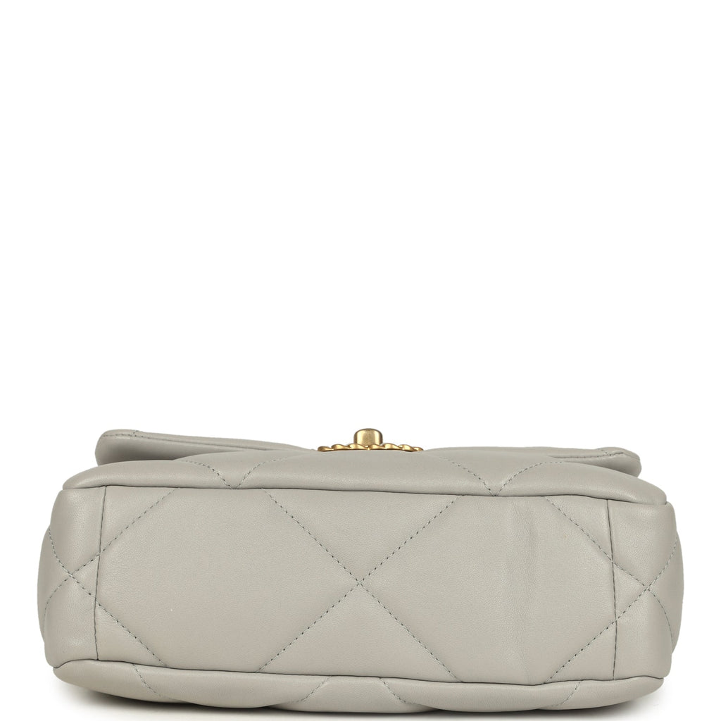 Chanel Medium 19 Flap Bag Grey Shiny Lambskin Mixed Metal Hardware