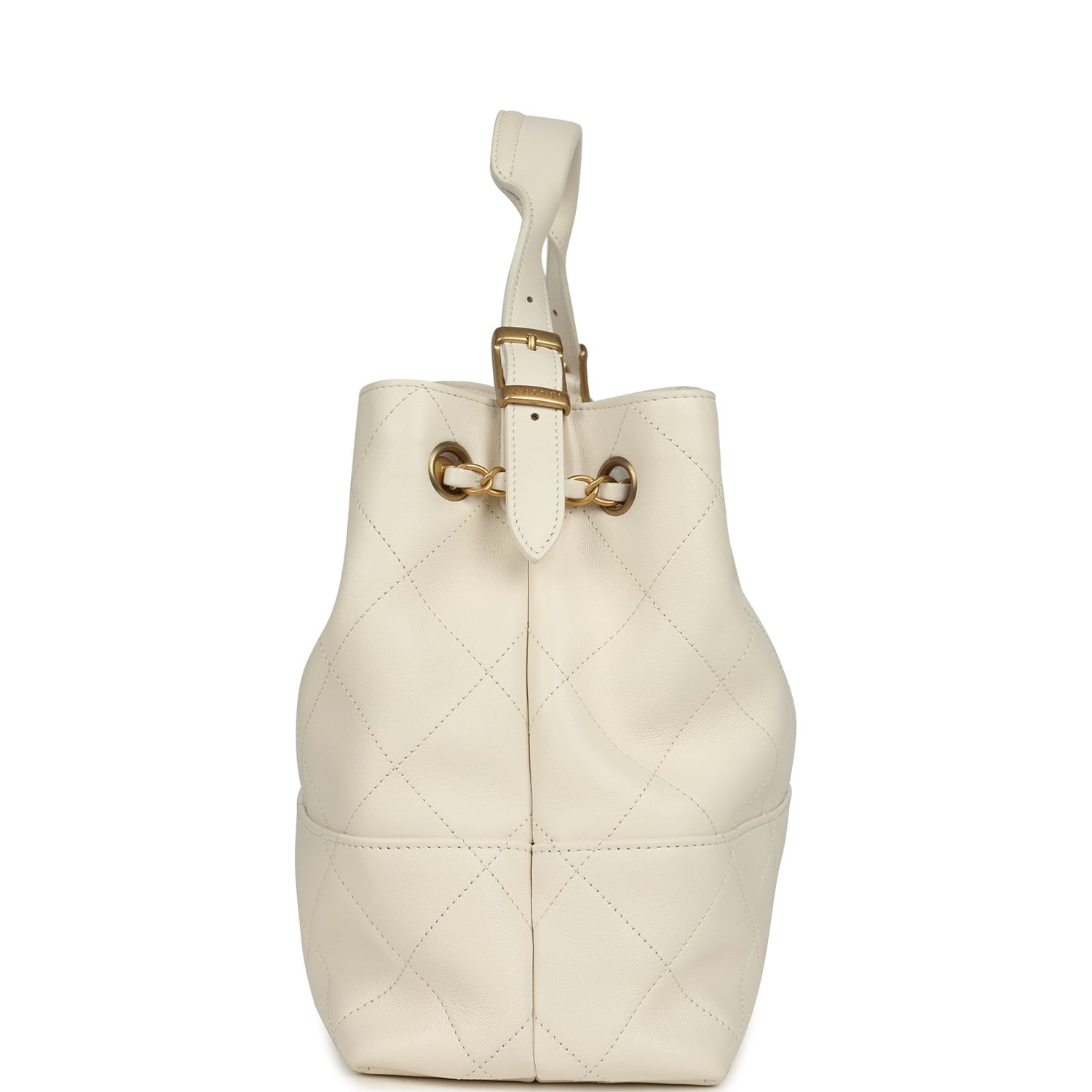 Chanel Small Coco Hobo Bag White Calfskin Antique Gold Hardware