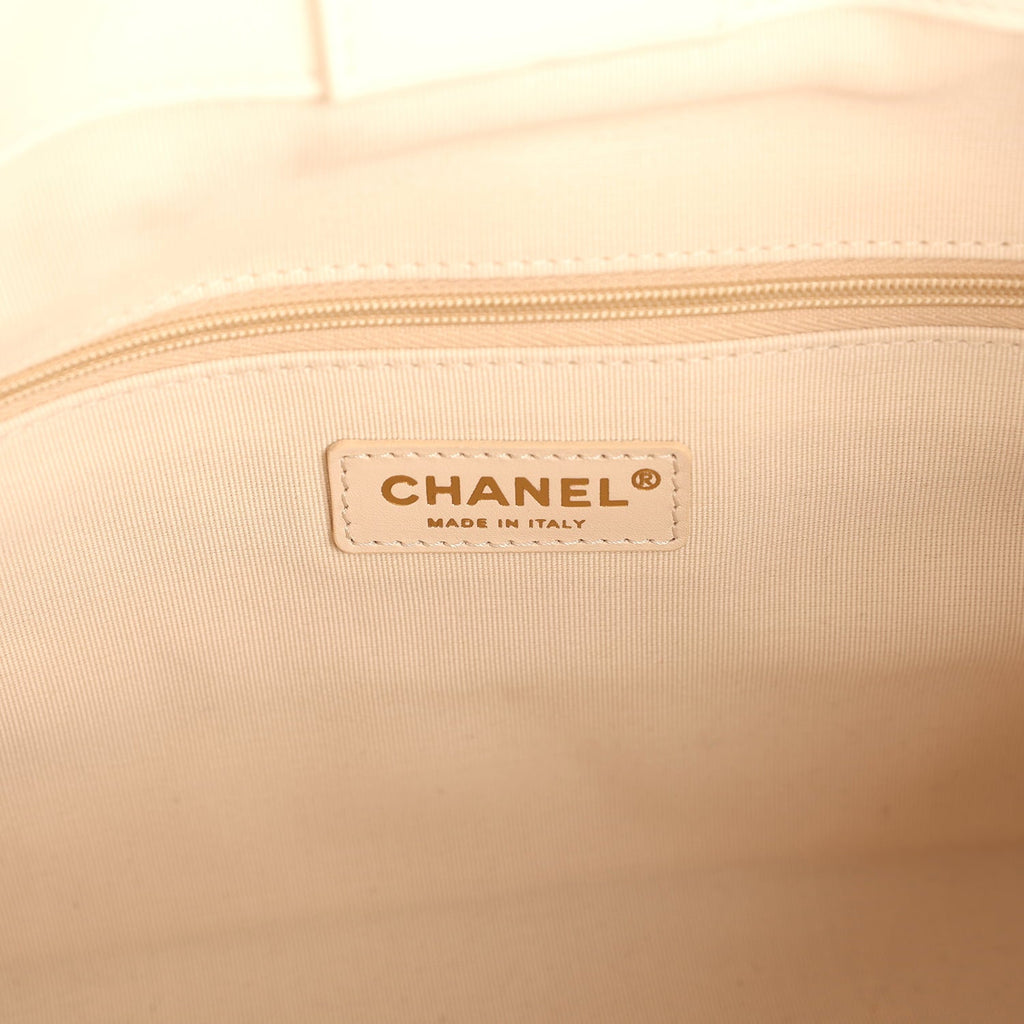 Chanel Small Coco Hobo Bag White Calfskin Antique Gold Hardware