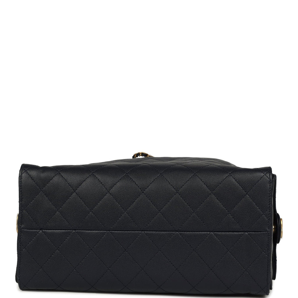 Chanel Medium 25 Hobo Bag Dark Navy Caviar Antique Gold Hardware