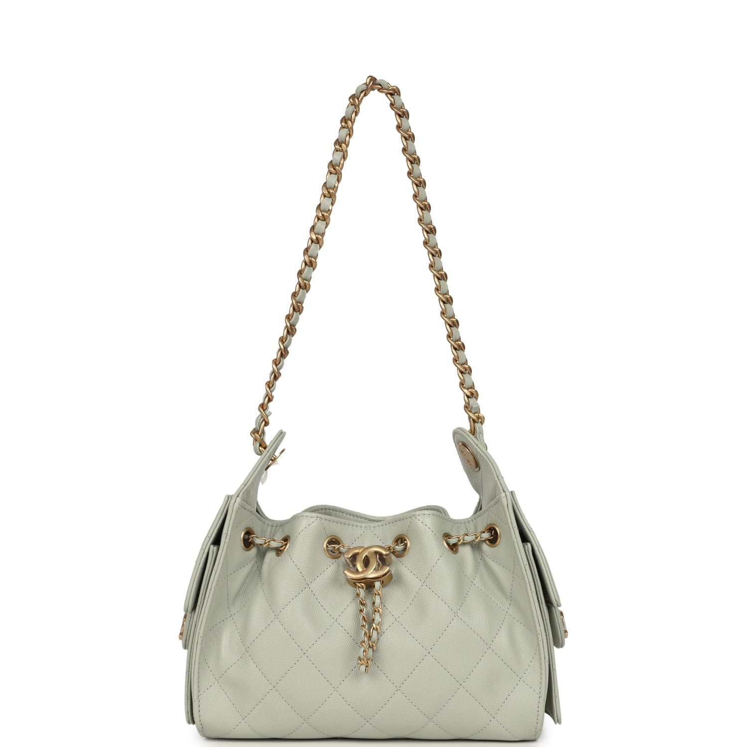 Chanel Mini 25 Hobo Bag Light Green Caviar Antique Gold Hardware