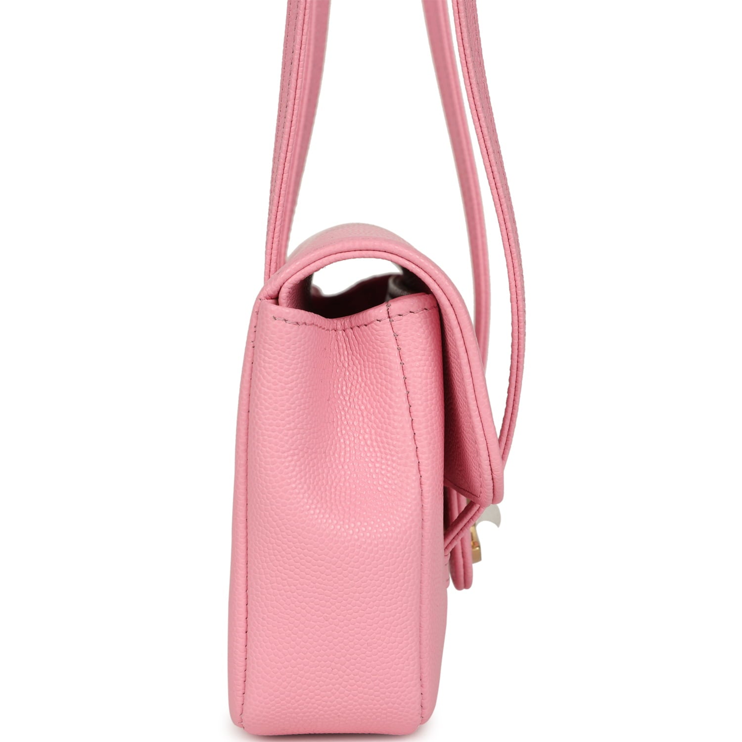 Chanel Mini Preppy Coco Clutch with Straps Pink Shiny Caviar Brushed Gold Hardware