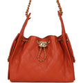 Chanel Small 25 Hobo Bag Dark Orange Caviar Antique Gold Hardware