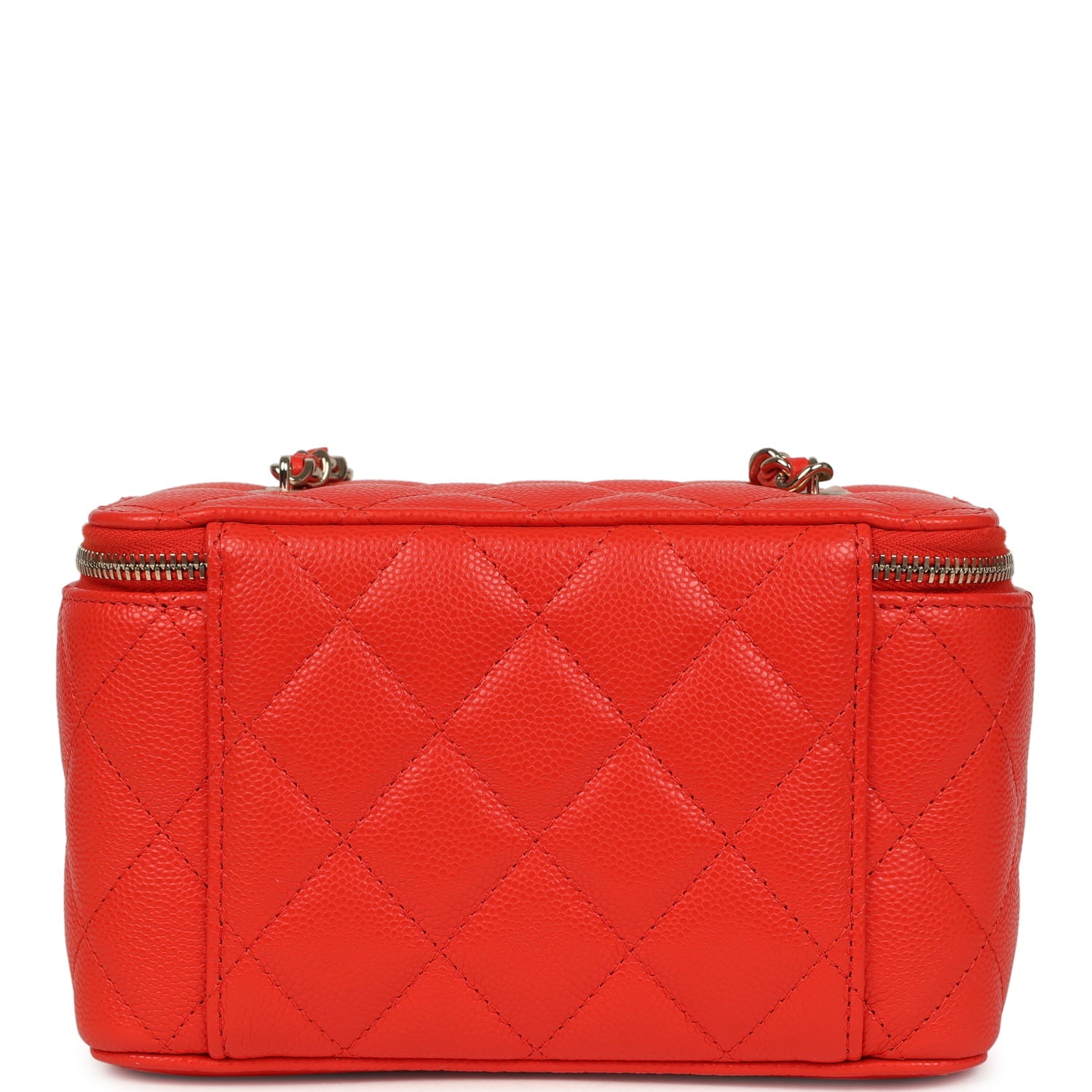 Chanel Small Classic Vanity Case Red Shiny Caviar Light Gold Hardware