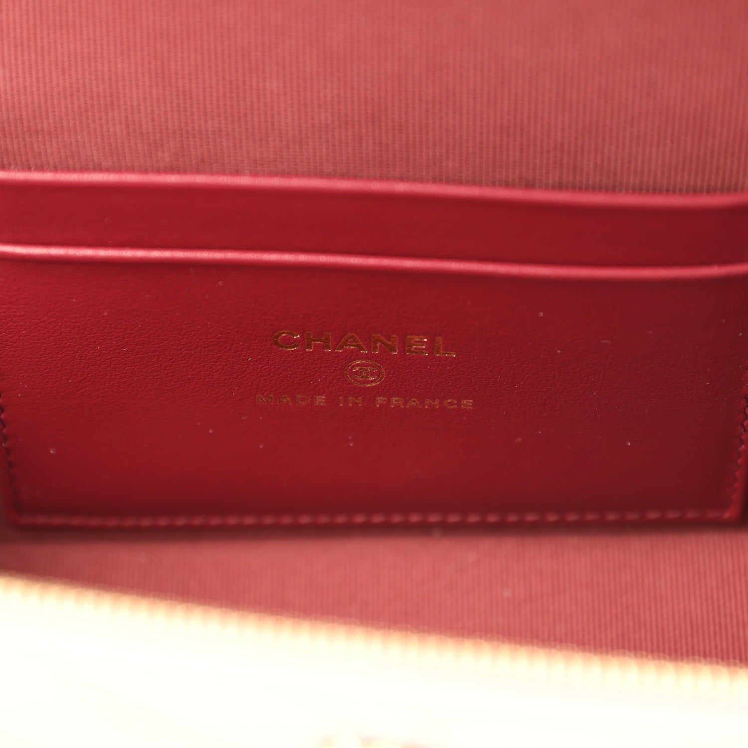 Chanel Sleek Chevron Top Handle Long Vanity Case with Chain Pink Shiny Caviar Gold Hardware
