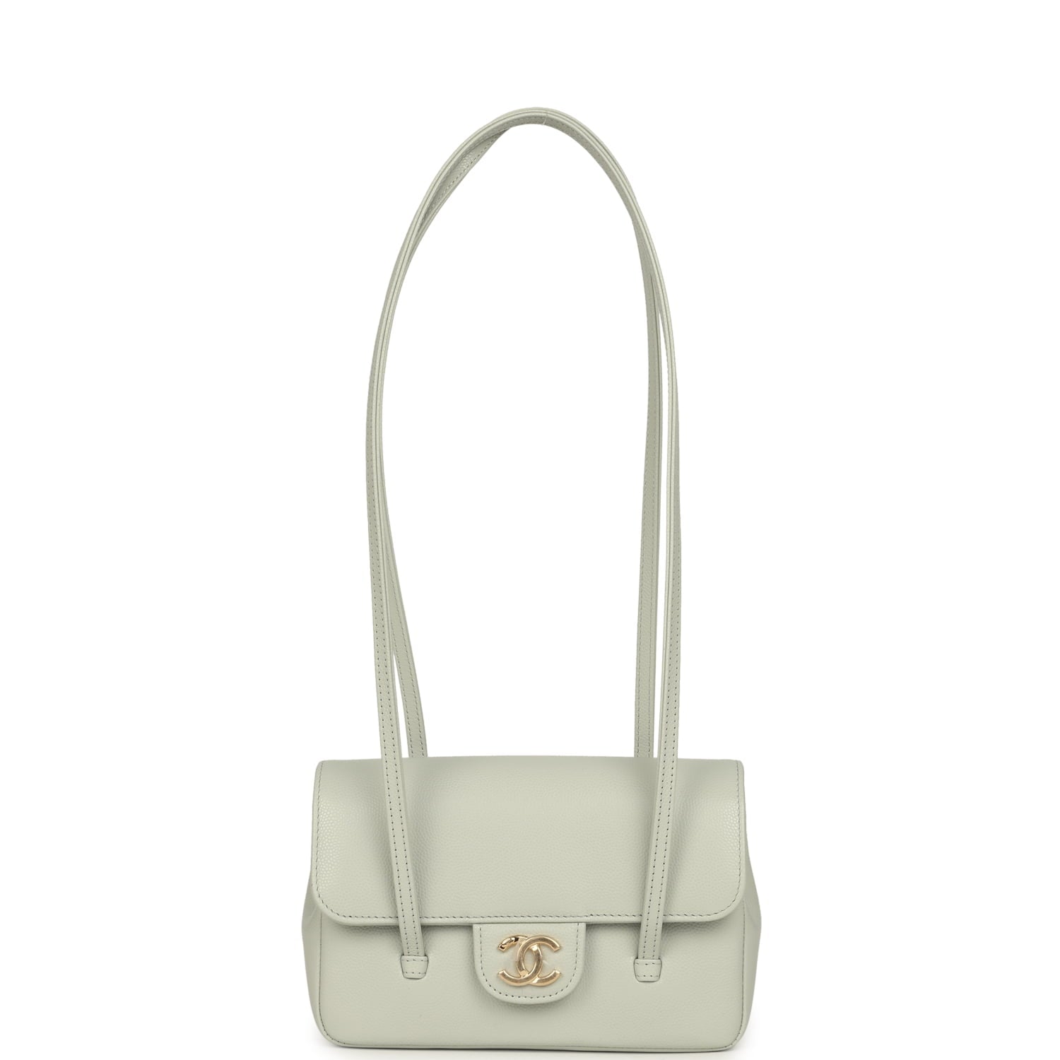 Chanel Mini Preppy Coco Clutch with Straps Light Green Shiny Caviar Brushed Gold Hardware