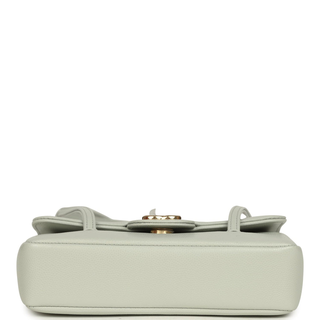 Chanel Mini Preppy Coco Clutch with Straps Light Green Shiny Caviar Brushed Gold Hardware
