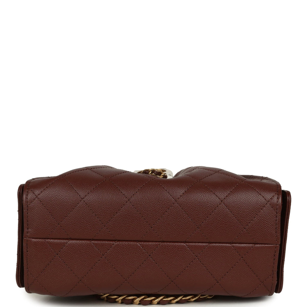 Chanel Mini 25 Hobo Bag Brown Caviar Antique Gold Hardware