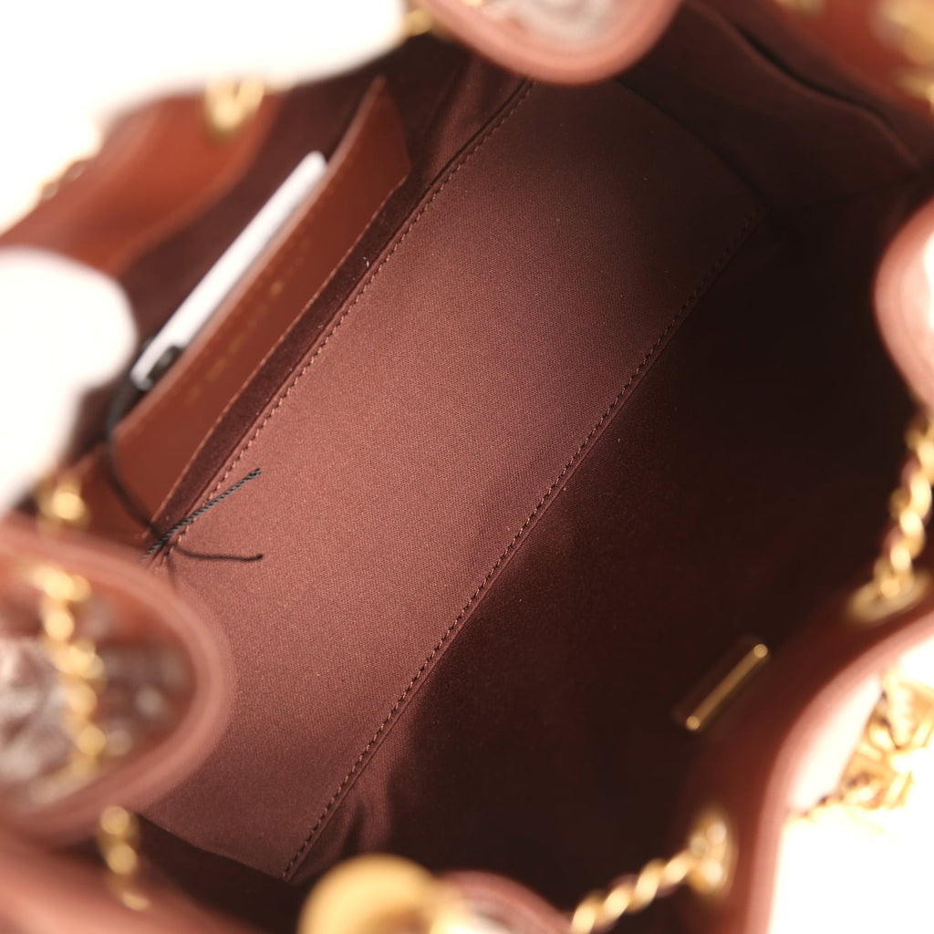 Chanel Mini 25 Hobo Bag Brown Caviar Antique Gold Hardware