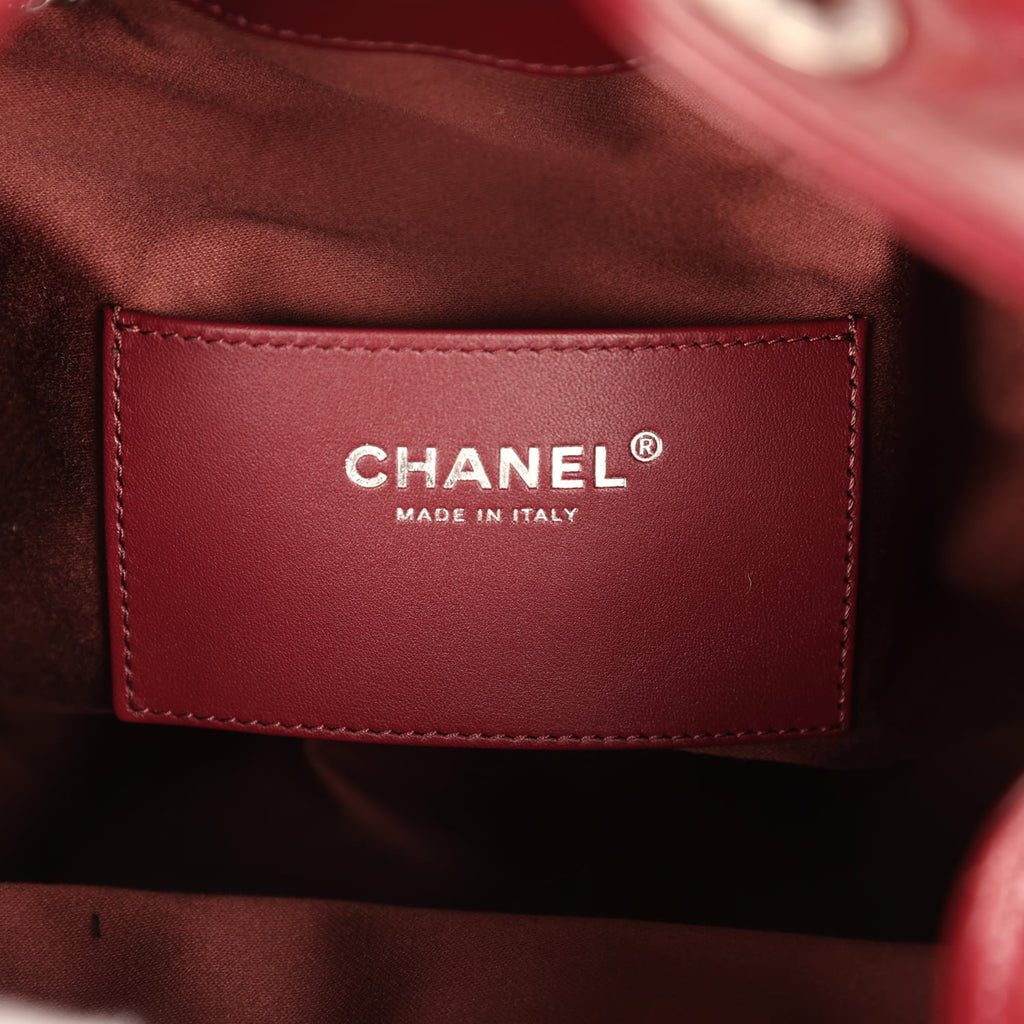 Chanel Medium 25 Hobo Bag Dark Burgundy Shiny Crumpled Calfskin Silver Hardware