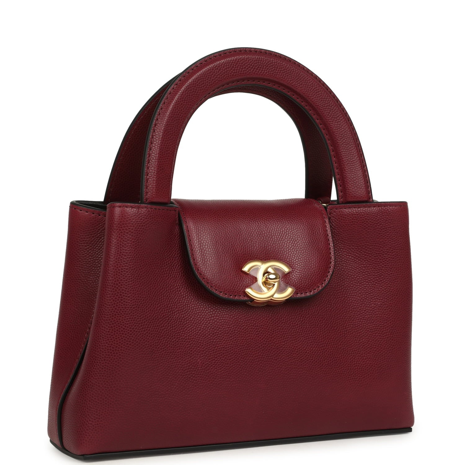 Chanel Small Kelly Shopper Dark Burgundy Caviar Gold Hardware