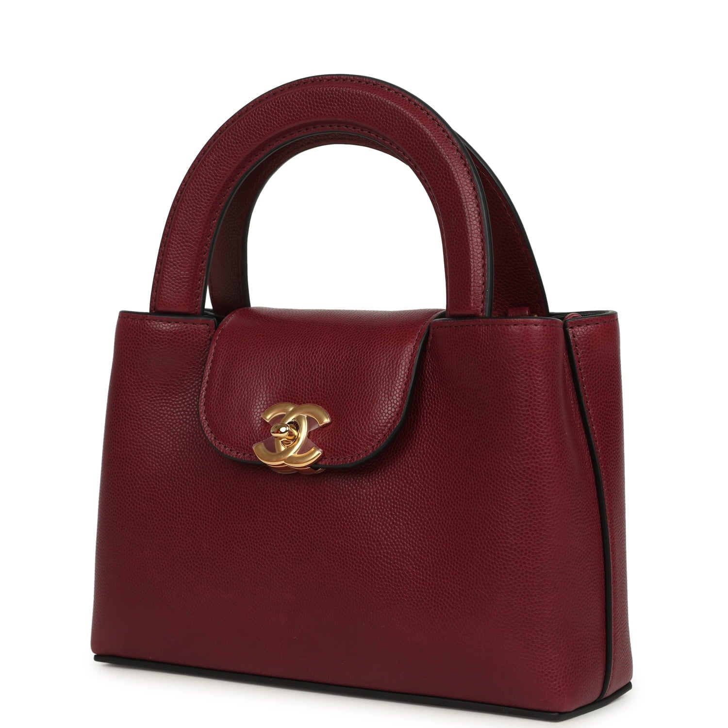 Chanel Small Kelly Shopper Dark Burgundy Caviar Gold Hardware