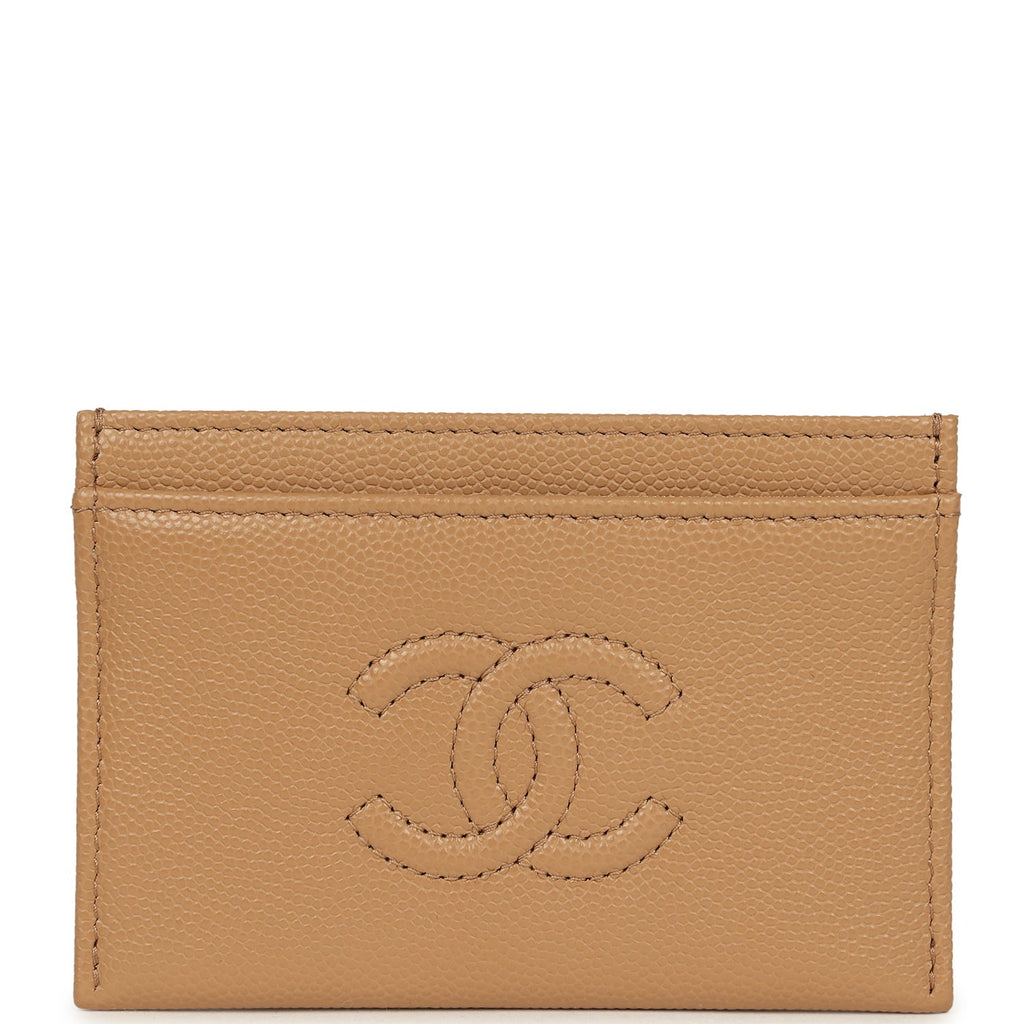 Chanel Classic CC Card Holder Wallet Dark Beige Caviar