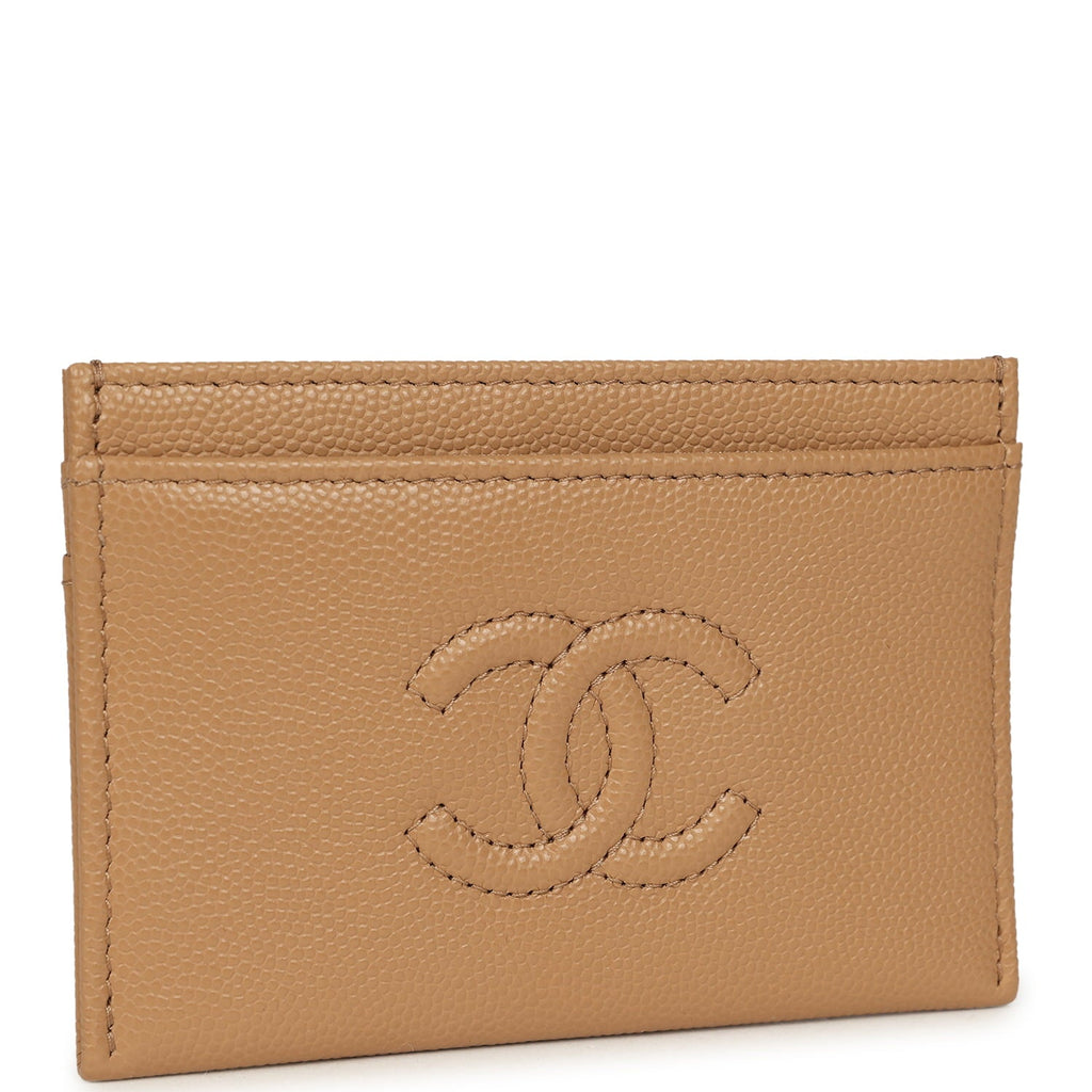 Chanel Classic CC Card Holder Wallet Dark Beige Caviar