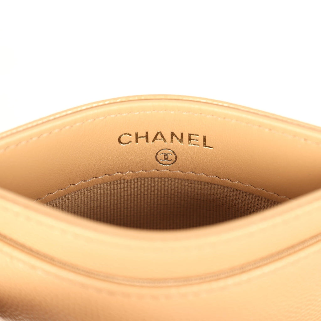 Chanel Classic CC Card Holder Wallet Dark Beige Caviar