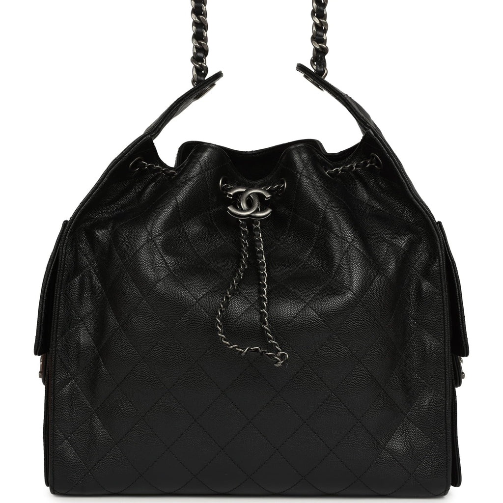 Chanel Medium 25 Hobo Bag Black Caviar Aged Ruthenium Hardware