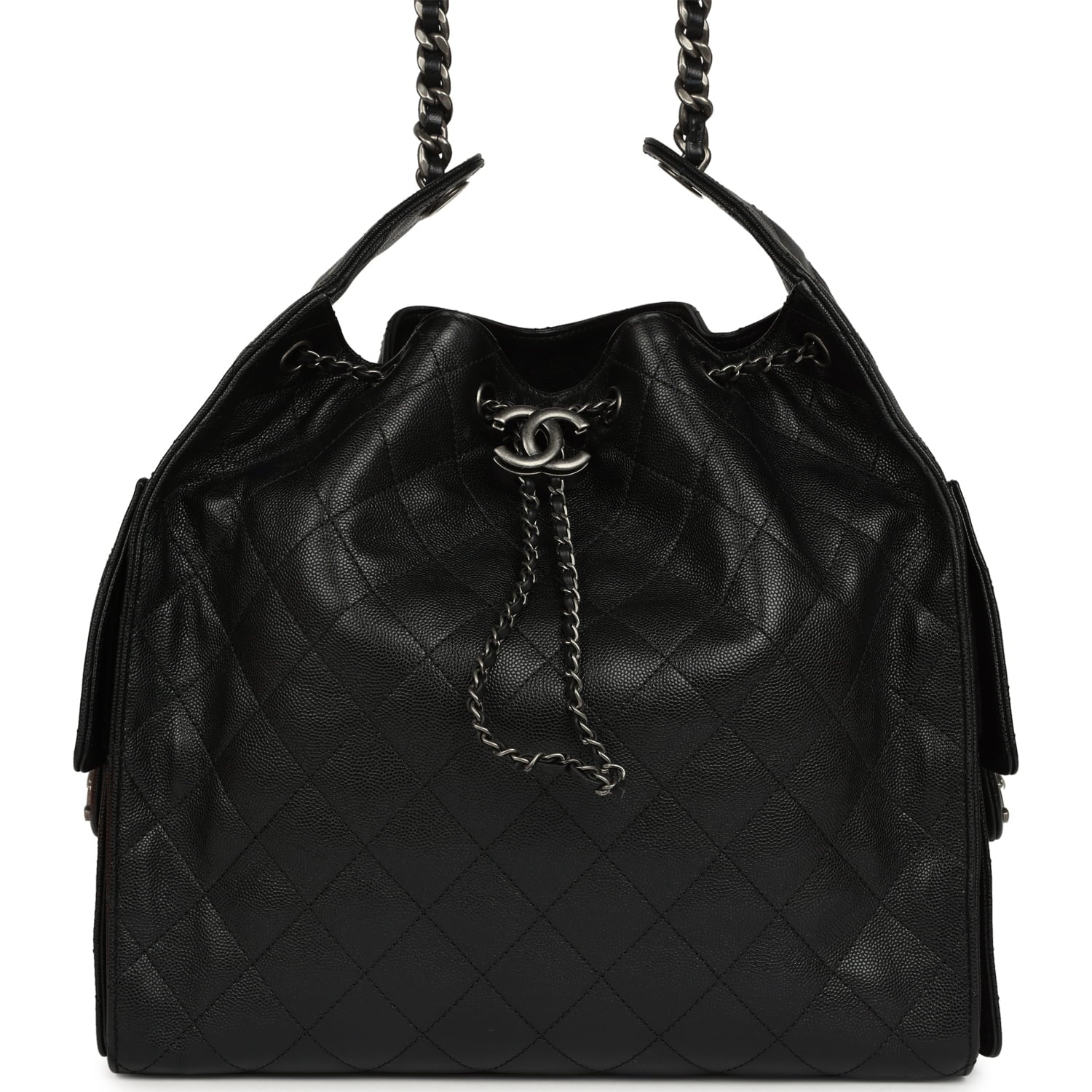 Chanel Medium 25 Hobo Bag Black Caviar Aged Ruthenium Hardware