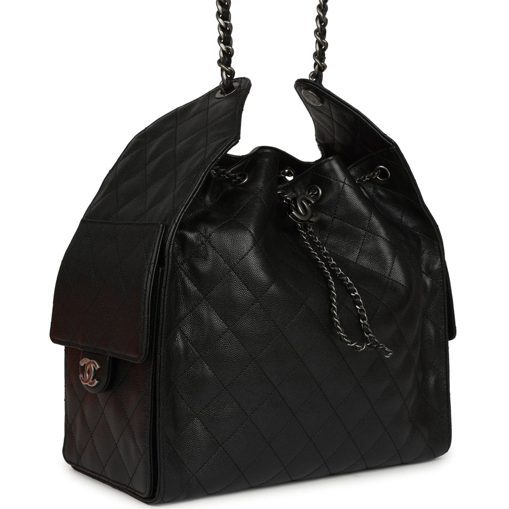 Chanel Medium 25 Hobo Bag Black Caviar Aged Ruthenium Hardware
