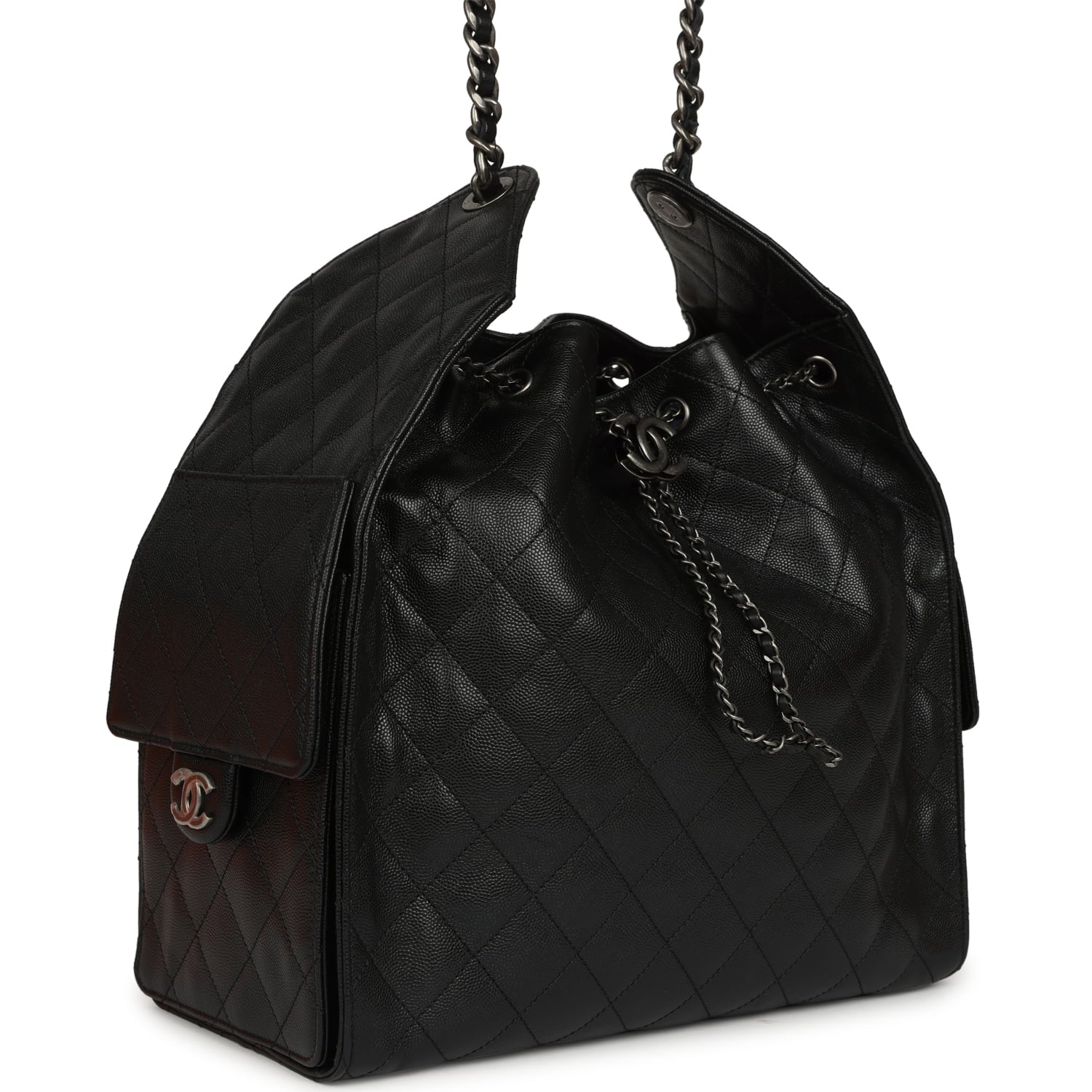 Chanel Medium 25 Hobo Bag Black Caviar Aged Ruthenium Hardware