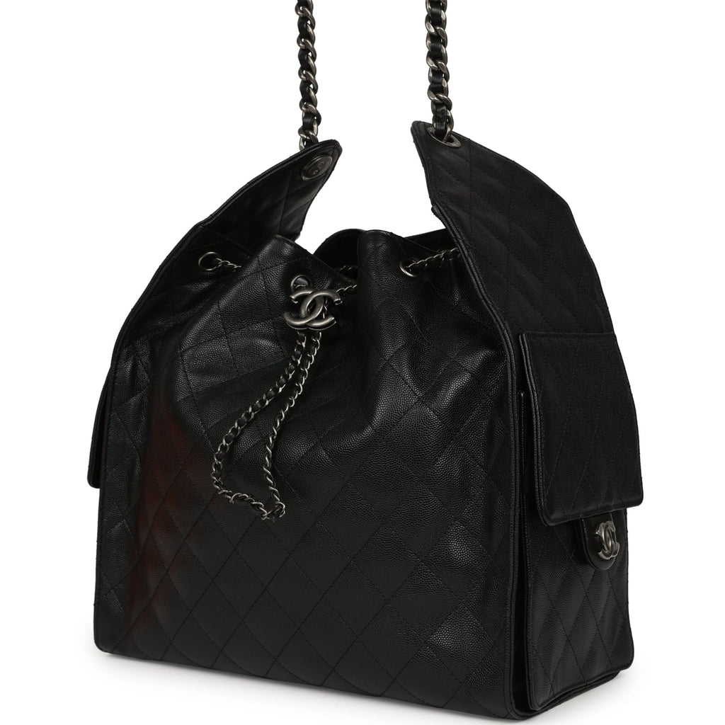 Chanel Medium 25 Hobo Bag Black Caviar Aged Ruthenium Hardware
