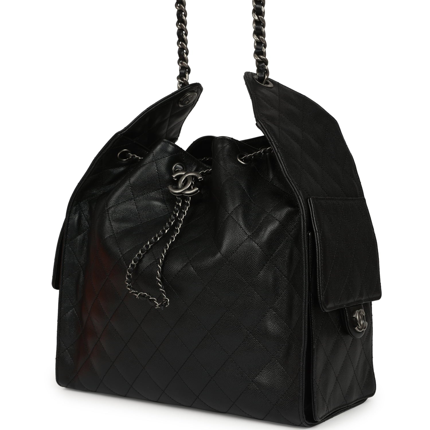 Chanel Medium 25 Hobo Bag Black Caviar Aged Ruthenium Hardware
