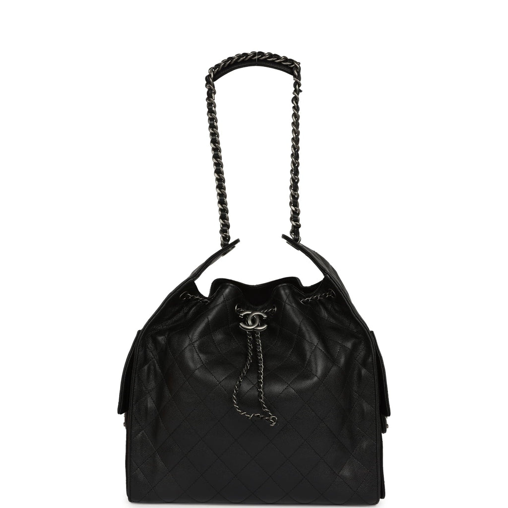 Chanel Medium 25 Hobo Bag Black Caviar Aged Ruthenium Hardware