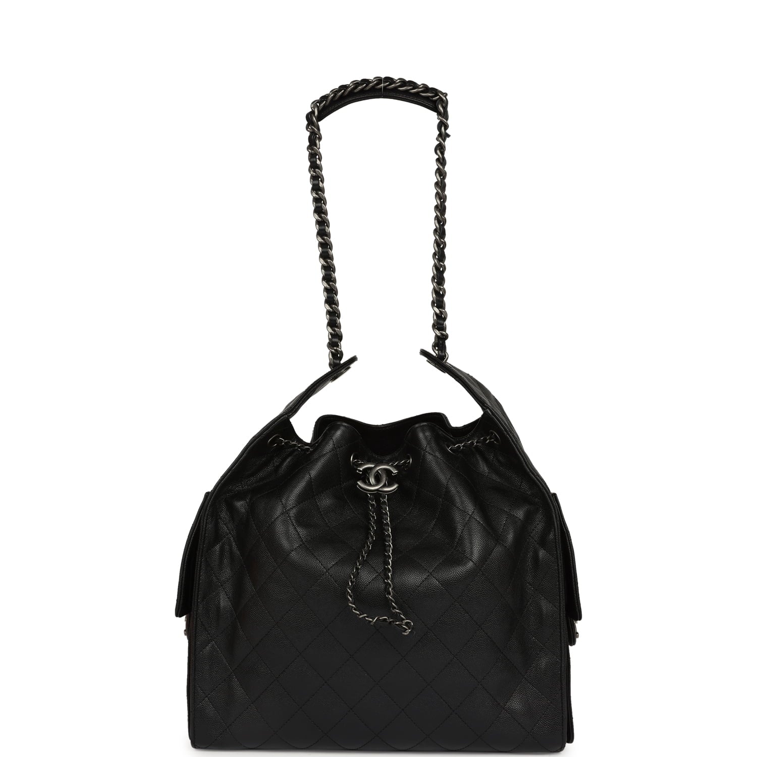 Chanel Medium 25 Hobo Bag Black Caviar Aged Ruthenium Hardware