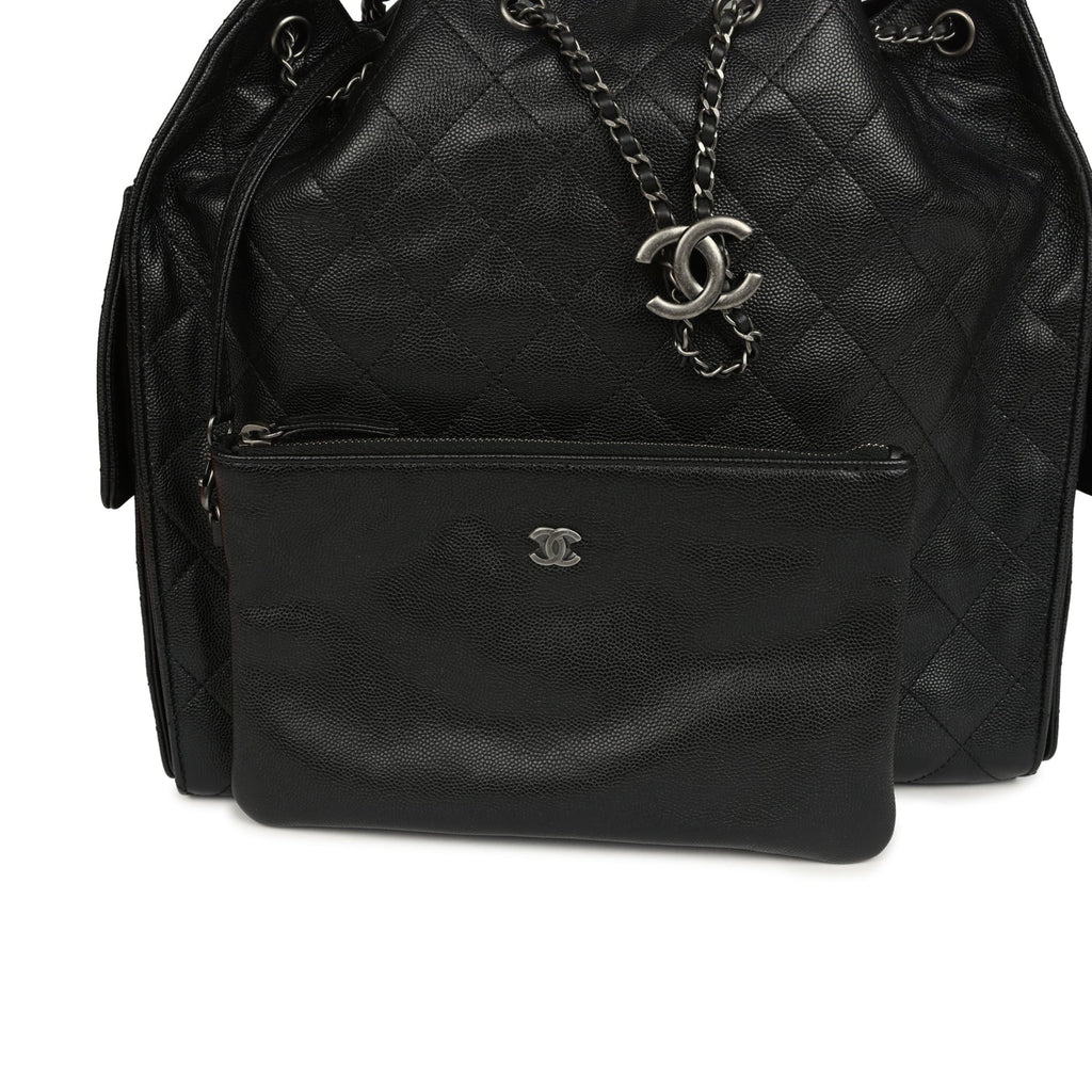 Chanel Medium 25 Hobo Bag Black Caviar Aged Ruthenium Hardware