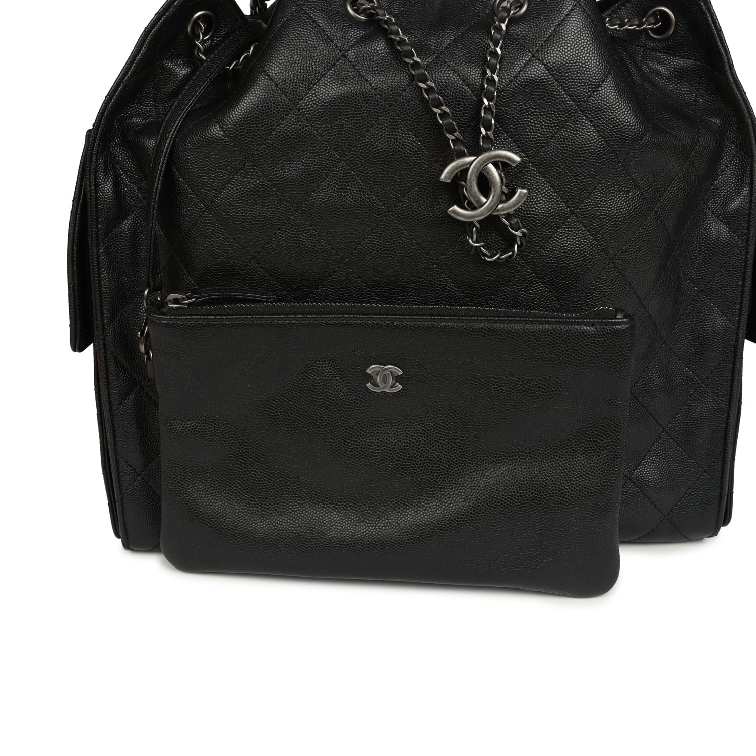 Chanel Medium 25 Hobo Bag Black Caviar Aged Ruthenium Hardware