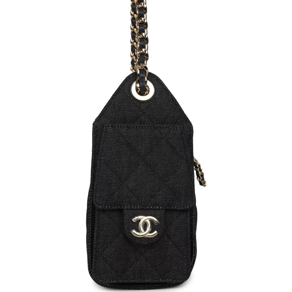 Chanel Mini 25 Hobo Bag Dark Blue Denim Light Gold Hardware