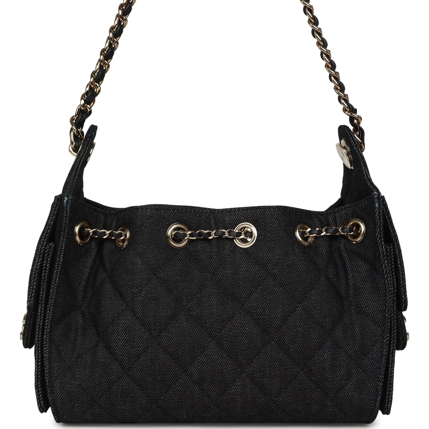 Chanel Mini 25 Hobo Bag Dark Blue Denim Light Gold Hardware