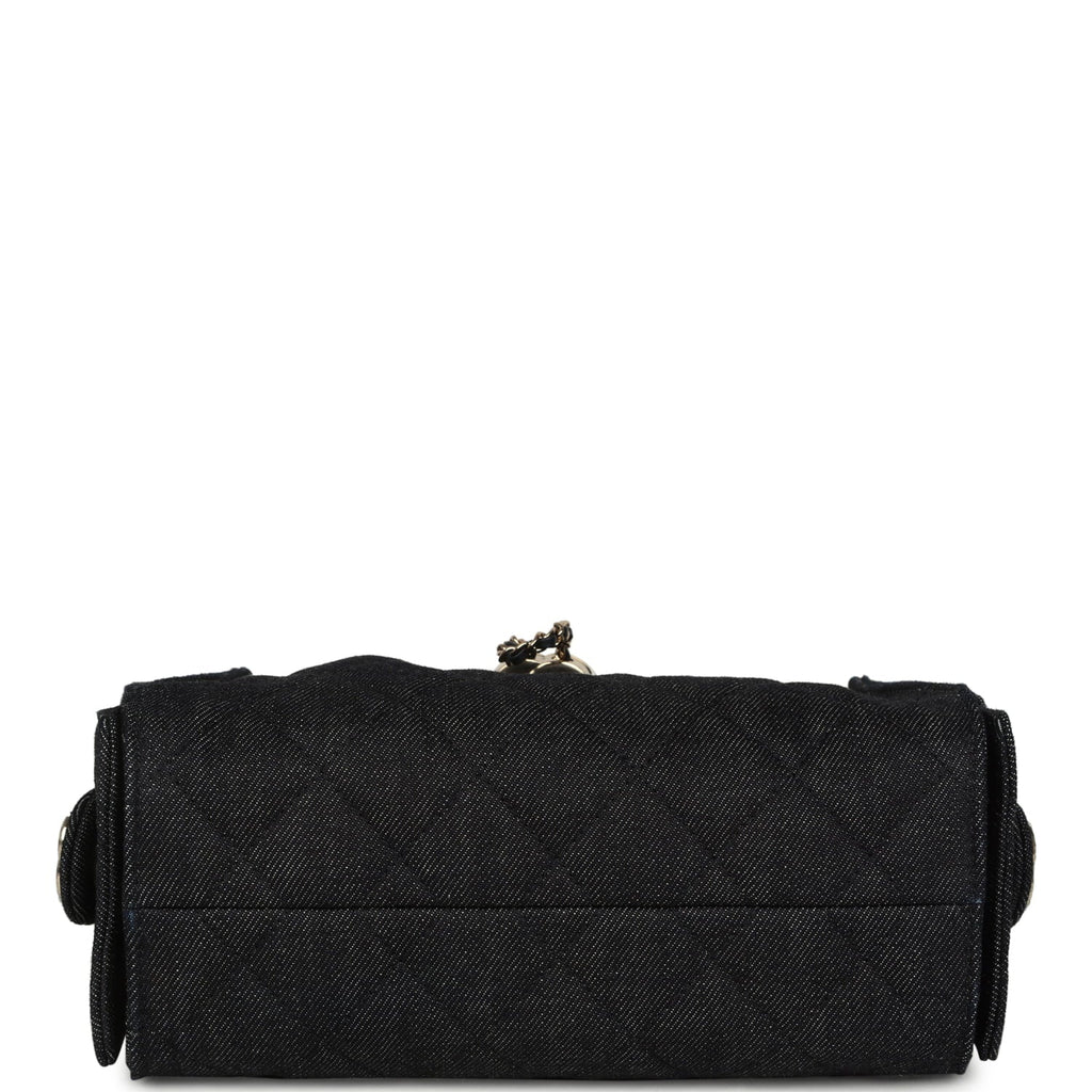 Chanel Mini 25 Hobo Bag Dark Blue Denim Light Gold Hardware