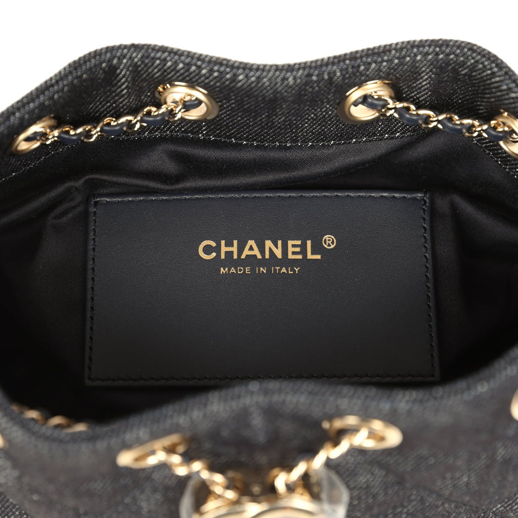 Chanel Mini 25 Hobo Bag Dark Blue Denim Light Gold Hardware