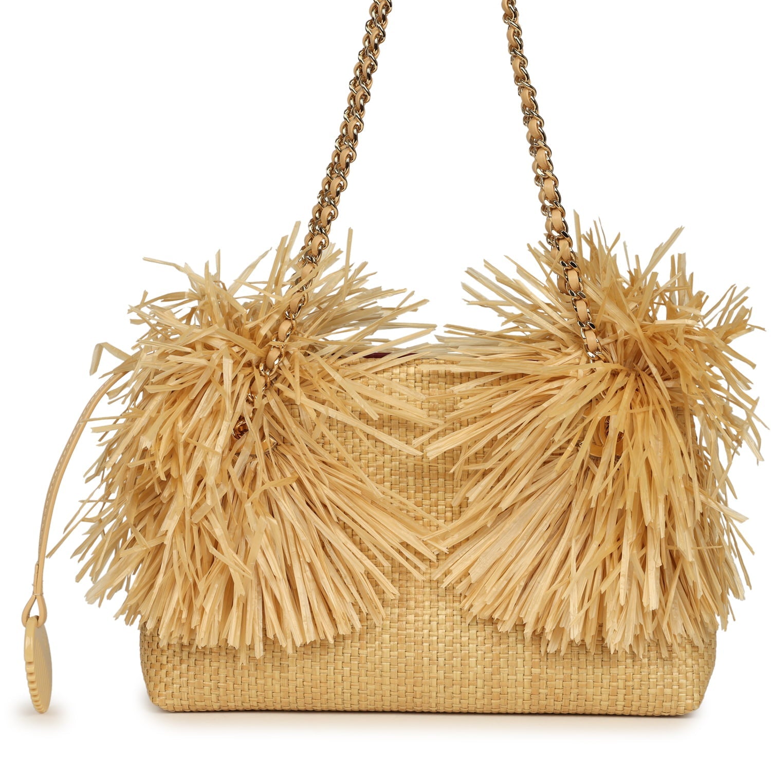Chanel Small CC Shopping Bag Beige Braided Raffia Gold Hardware
