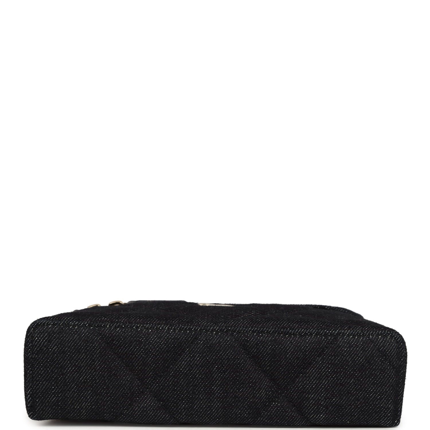 Chanel Top Handle Long Vanity Case with Chain Dark Blue Denim Light Gold Hardware