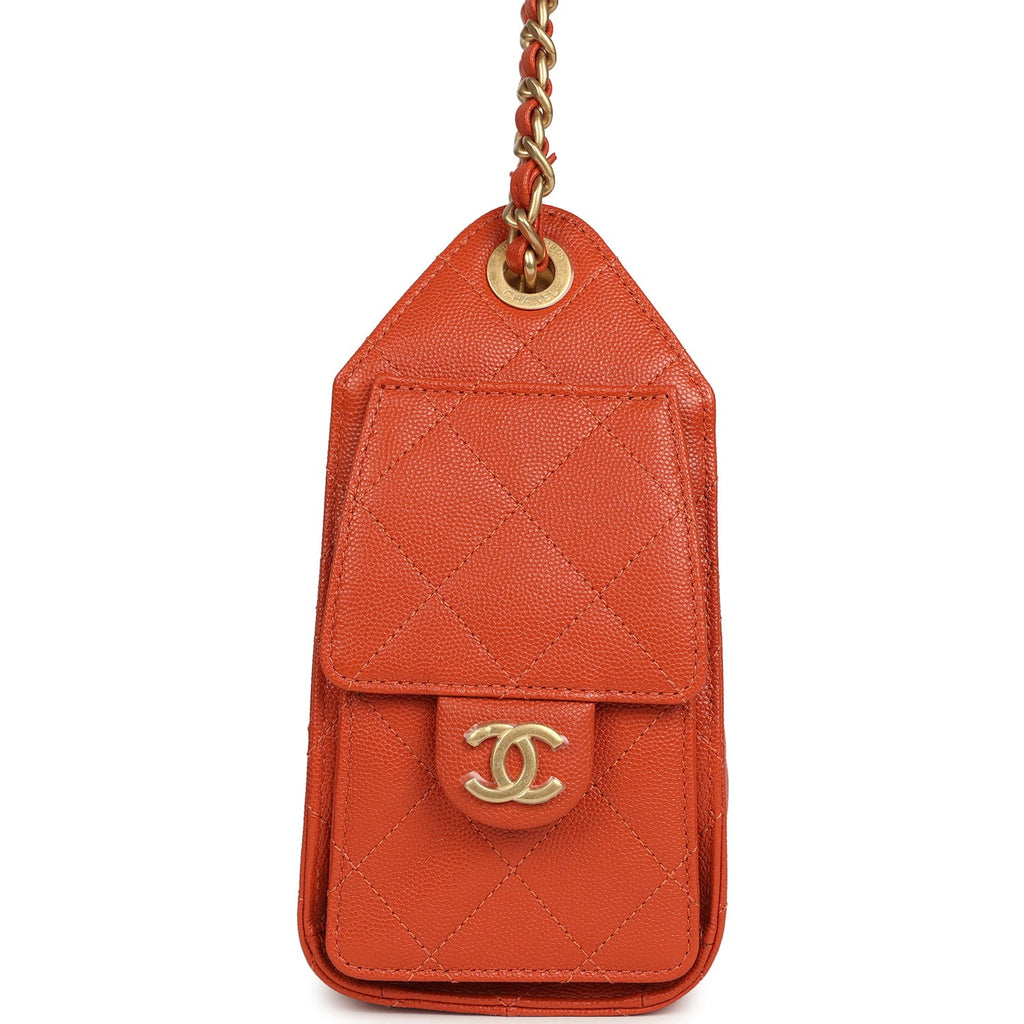 Chanel Mini 25 Hobo Bag Dark Orange Caviar Antique Gold Hardware