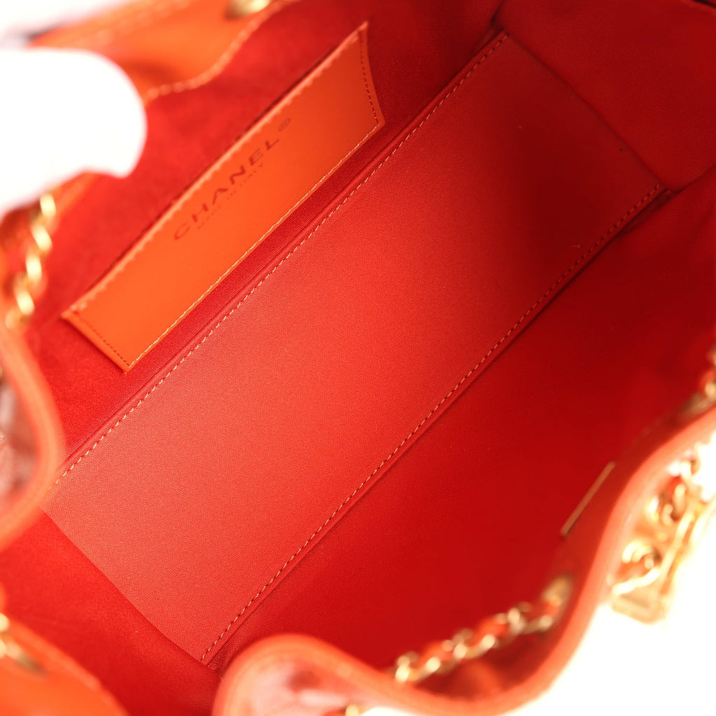 Chanel Mini 25 Hobo Bag Dark Orange Caviar Antique Gold Hardware