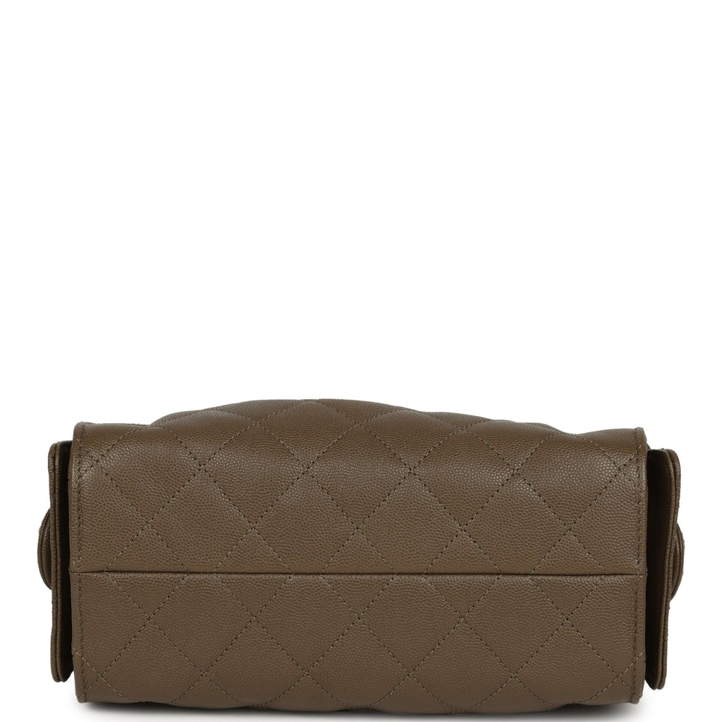 Chanel Mini 25 Hobo Bag Dark Khaki Caviar Antique Gold Hardware