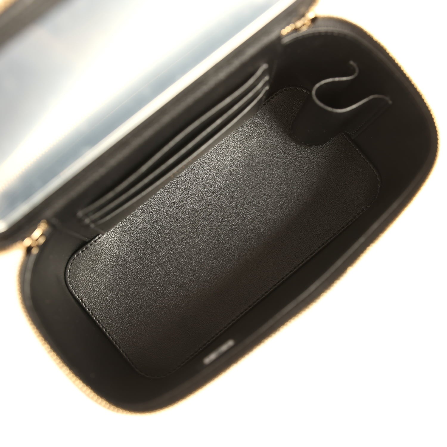Chanel Small Top Handle Vanity Case Black Lambskin Light Gold Hardware