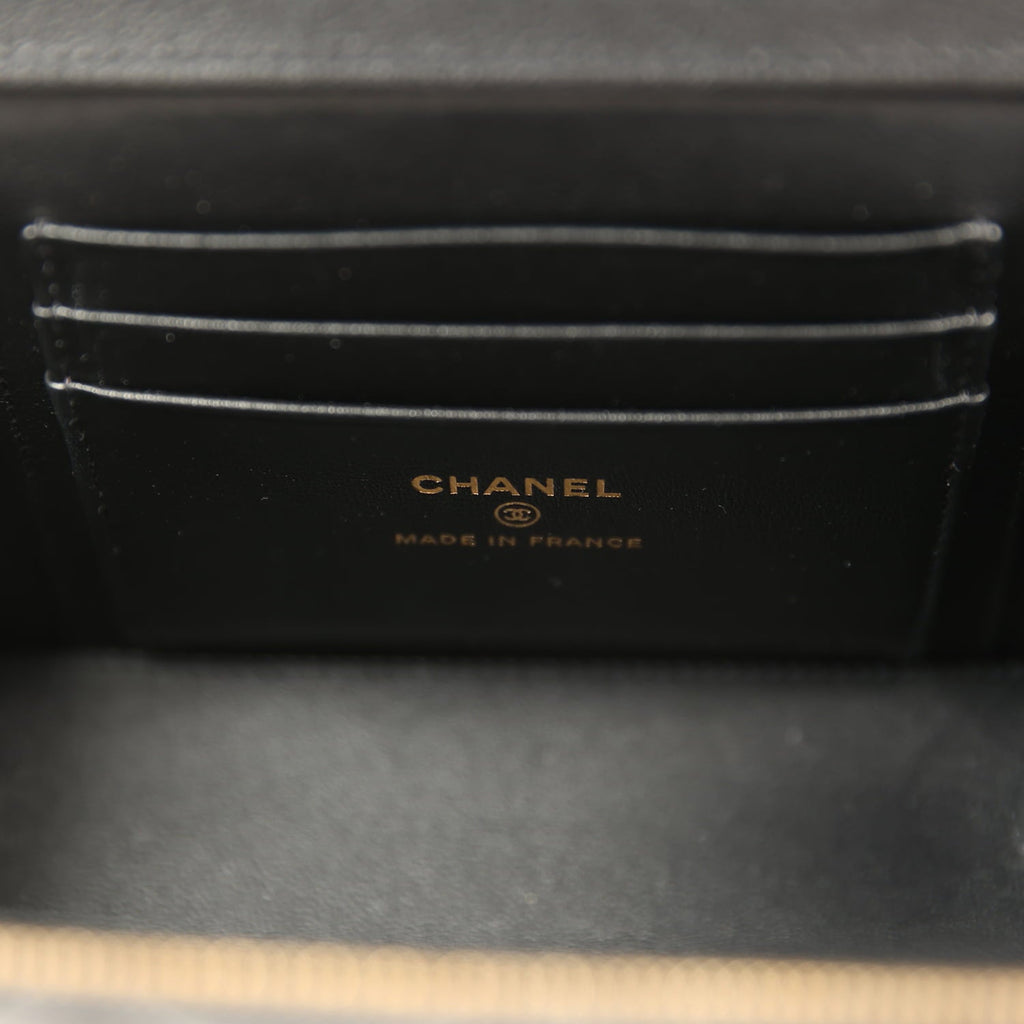 Chanel Small Top Handle Vanity Case Black Lambskin Light Gold Hardware