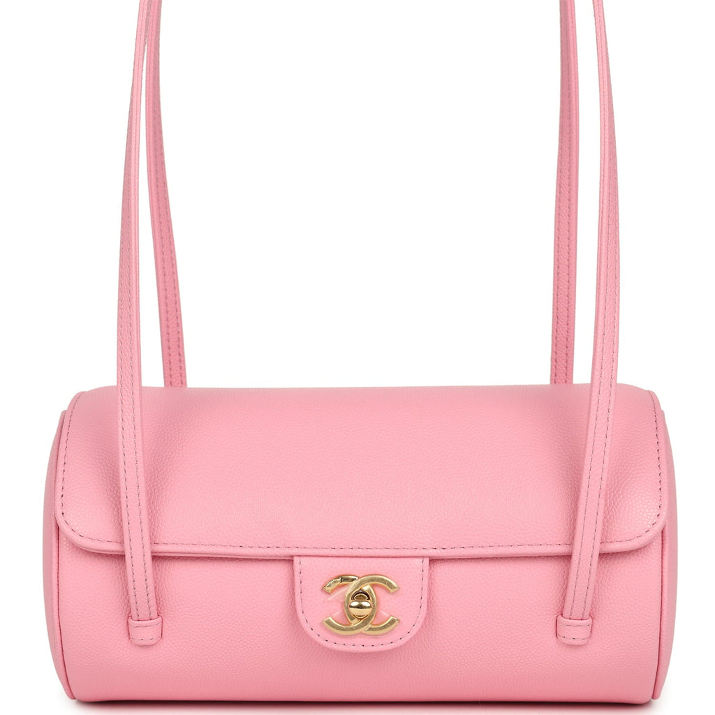 Chanel Preppy Coco Bowling Bag Pink Shiny Caviar Brushed Gold Hardware