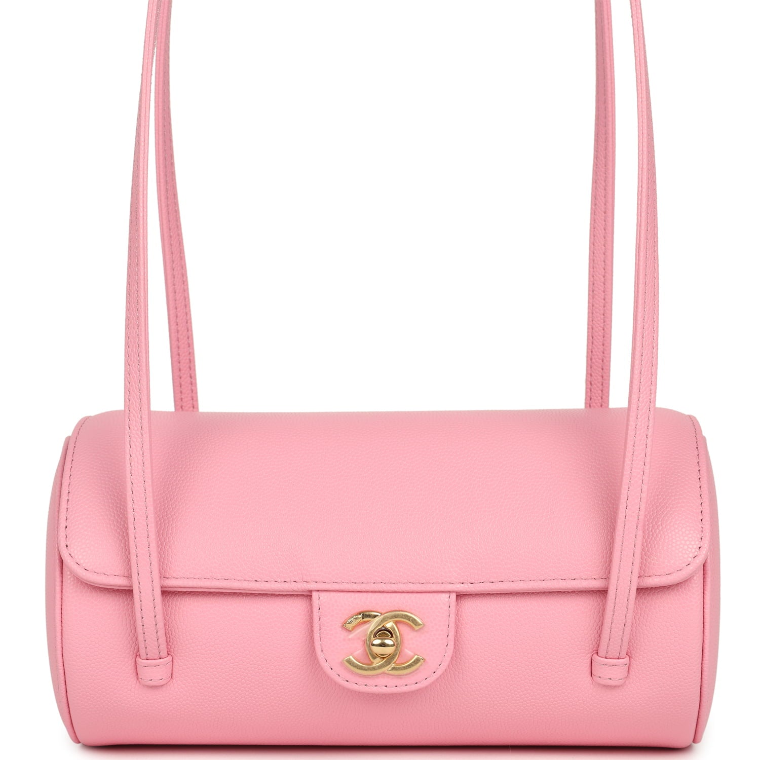 Chanel Preppy Coco Bowling Bag Pink Shiny Caviar Brushed Gold Hardware
