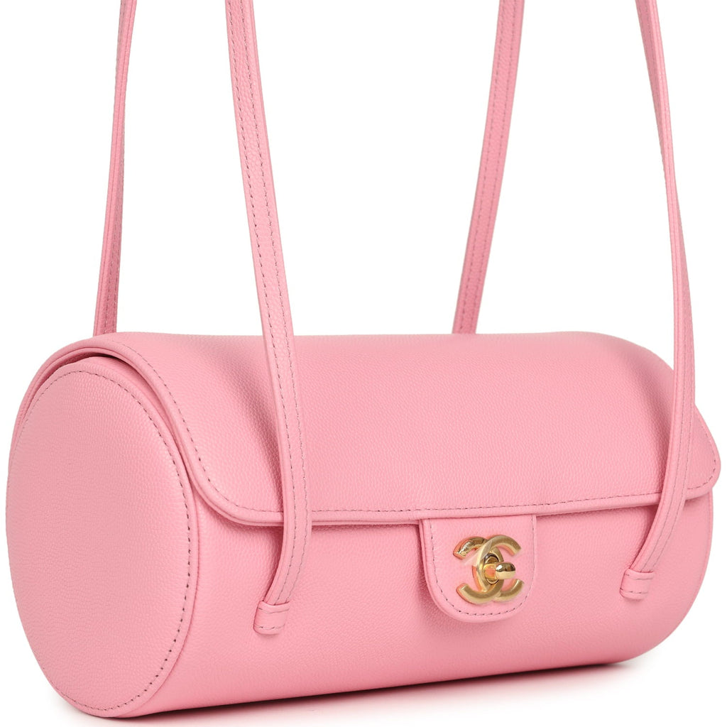 Chanel Preppy Coco Bowling Bag Pink Shiny Caviar Brushed Gold Hardware