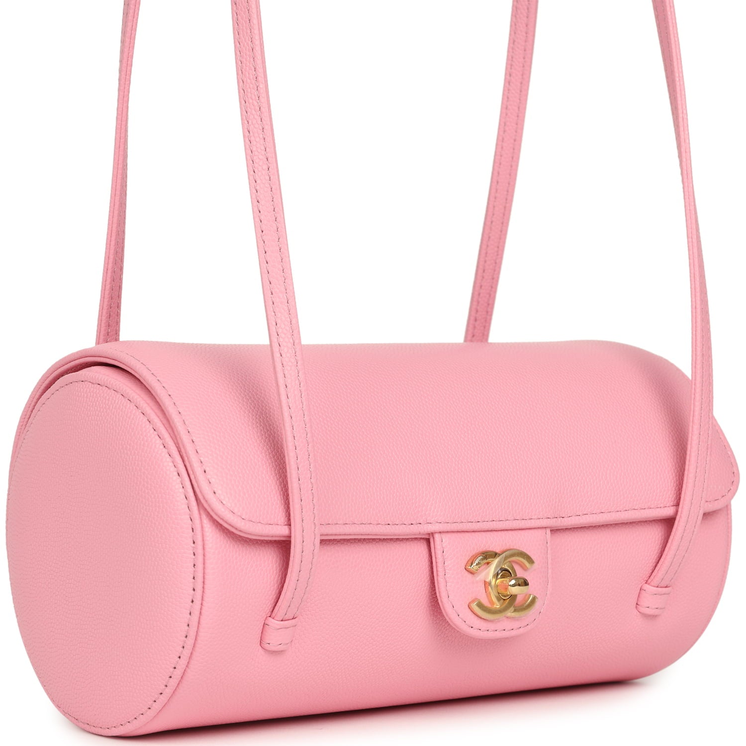 Chanel Preppy Coco Bowling Bag Pink Shiny Caviar Brushed Gold Hardware
