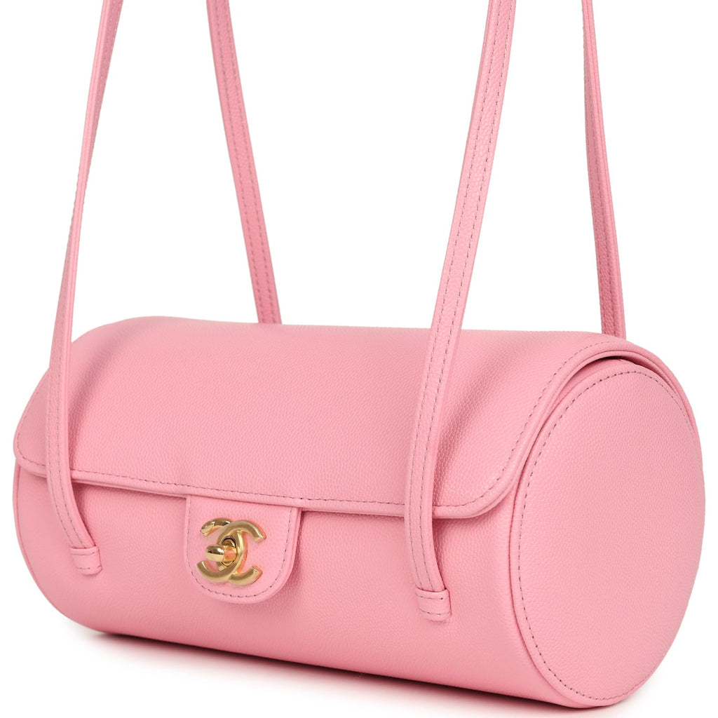 Chanel Preppy Coco Bowling Bag Pink Shiny Caviar Brushed Gold Hardware